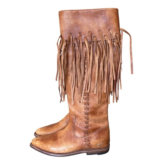 Bed Stu Knee High Fringe Cognac Leather Boots size 7 like new - Picture 8 of 11